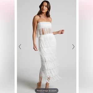 Showpo fringe strapless two piece set sold out